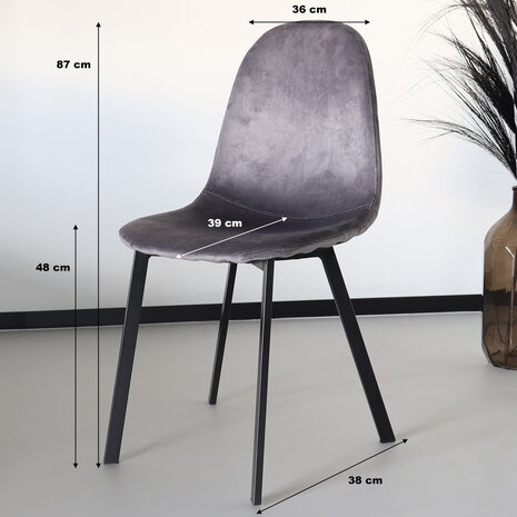 Lizzely Garden & Living Chaise de salle à manger Simpy velours gris