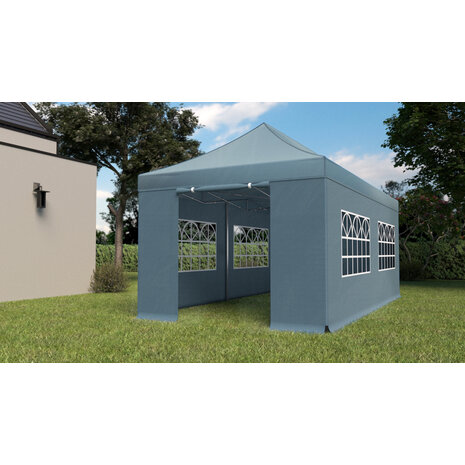 Lizzely Garden & Living Tonnelle de jardin Easy Up pliable semi prof 3x6m gris (tubes en aluminium 30mm)