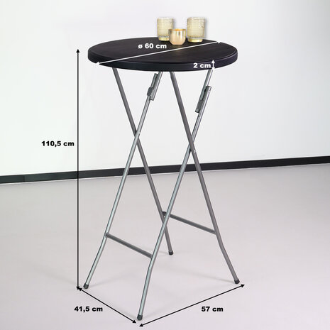 Lizzely Garden & Living Table haute mange debout noir 60cm