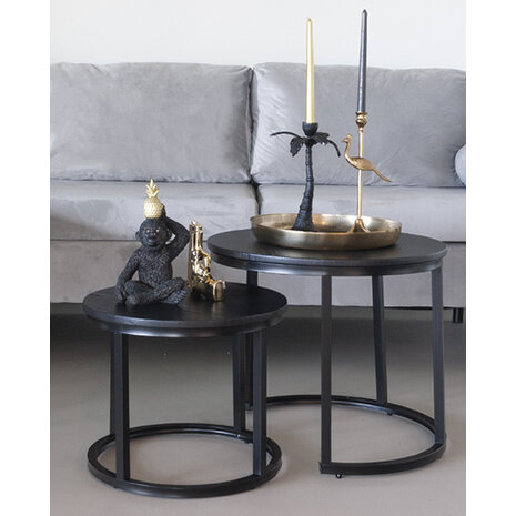 Lizzely Garden & Living Table basse en 2 parties Rutger style industriel table d'appoint