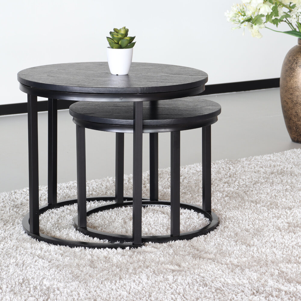 Table basse en 2 parties Rutger style industriel table d'appoint