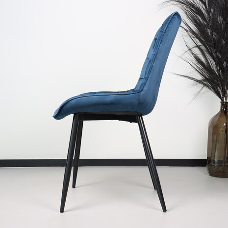 Lizzely Garden & Living Chaise de salle à manger De Vince velours bleu foncé