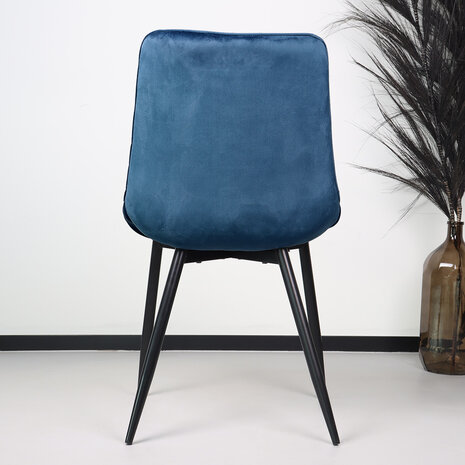 Lizzely Garden & Living Chaise de salle à manger De Vince velours bleu foncé