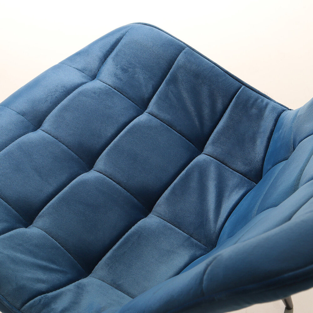 Chaise de salle à manger De Vince velours bleu foncé