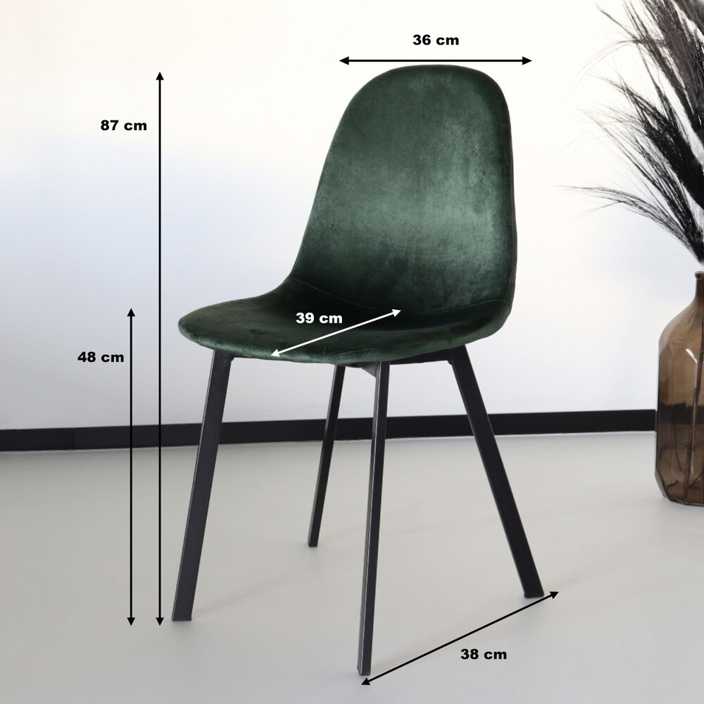 Chaise de salle à manger Simpy velours vert foncé