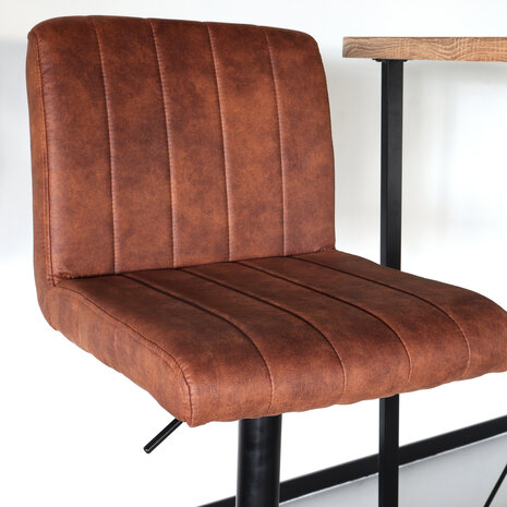 Lizzely Garden & Living Tabouret de bar Anel avec dossier simili cuir cognac avec pied noir