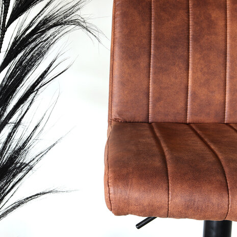 Lizzely Garden & Living Tabouret de bar Anel avec dossier simili cuir cognac avec pied noir