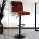 Lizzely Garden & Living Tabouret de bar Anel avec dossier simili cuir cognac avec pied noir Lizzely Garden & Living Tabouret de bar Anel avec dossier simili cuir cognac avec pied noir