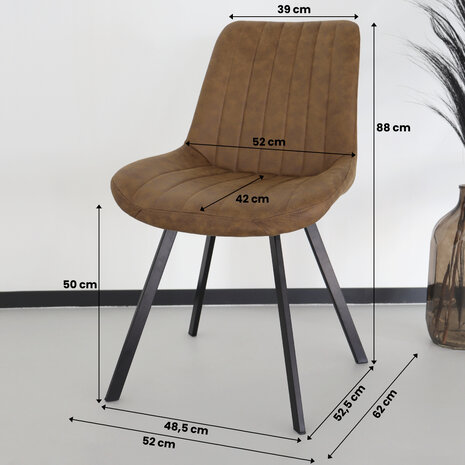 Lizzely Garden & Living Chaise de salle à manger Susta cognac