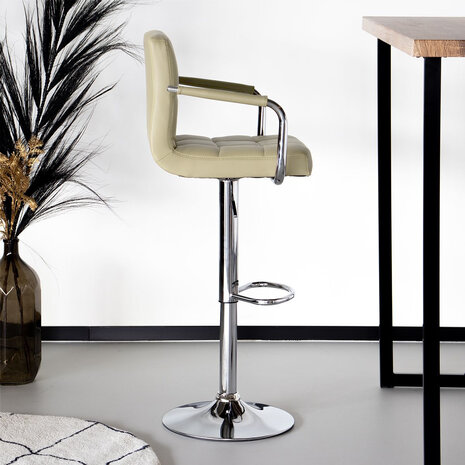 Lizzely Garden & Living Tabouret de bar Anel simili cuir marron clair avec accoudoirs