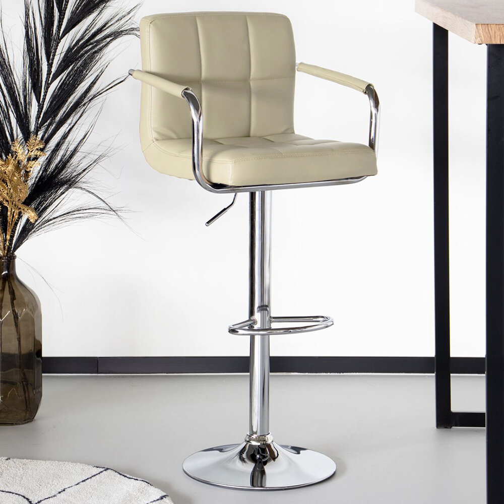 Tabouret de bar Anel simili cuir marron clair avec accoudoirs