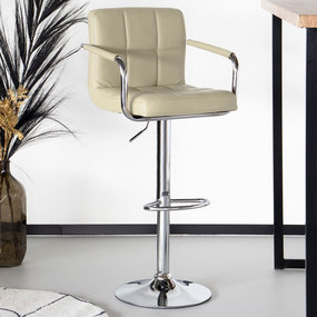 Lizzely Garden & Living Tabouret de bar Anel simili cuir marron clair avec accoudoirs