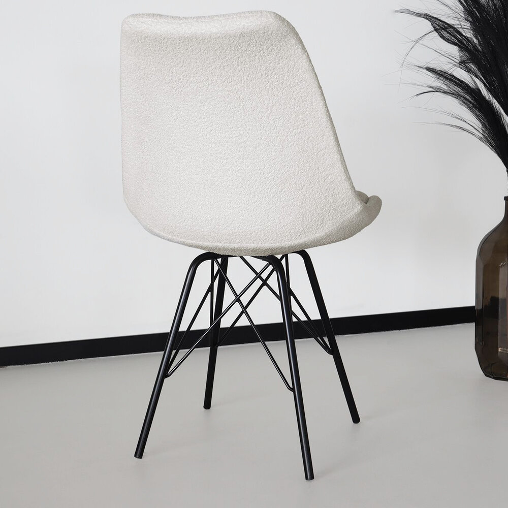 Chaise de salle à manger Viga blanc cassé teddy