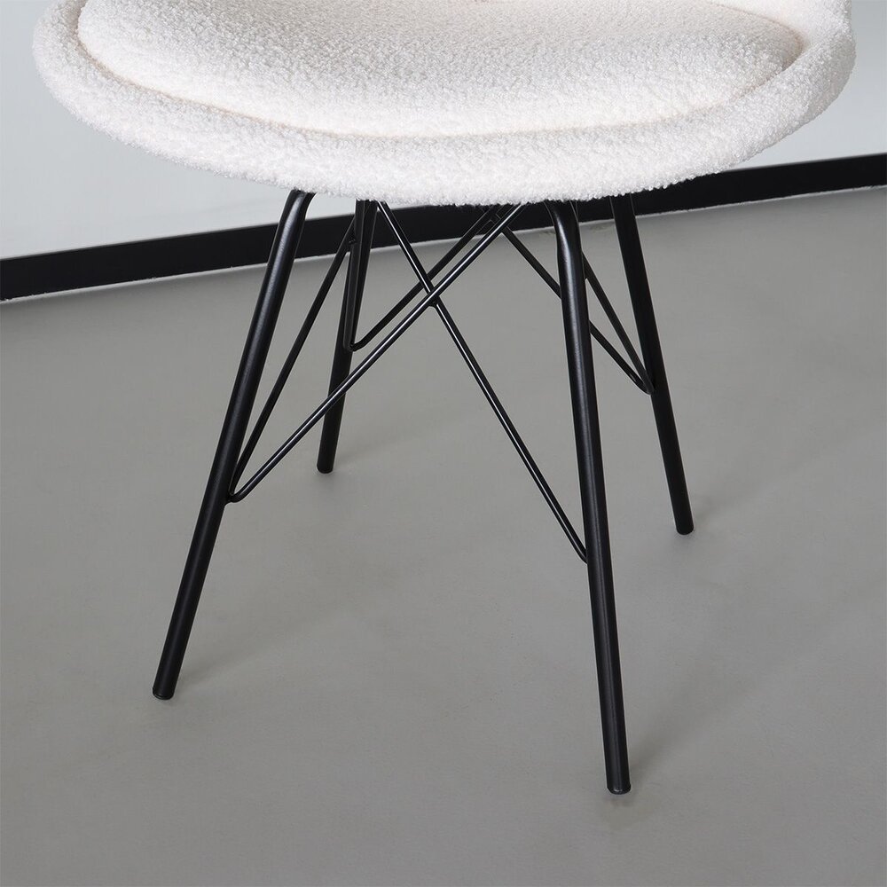 Chaise de salle à manger Viga blanc cassé teddy