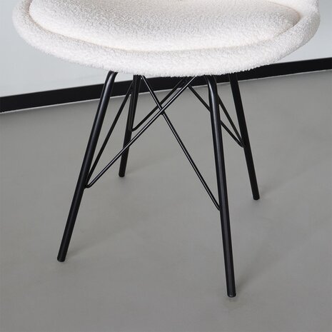 Lizzely Garden & Living Chaise de salle à manger Viga blanc cassé teddy