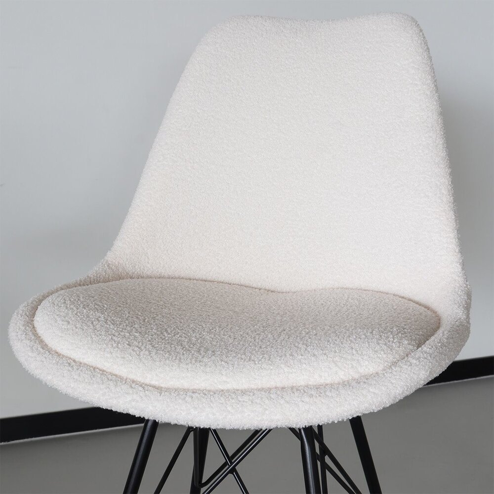 Chaise de salle à manger Viga blanc cassé teddy