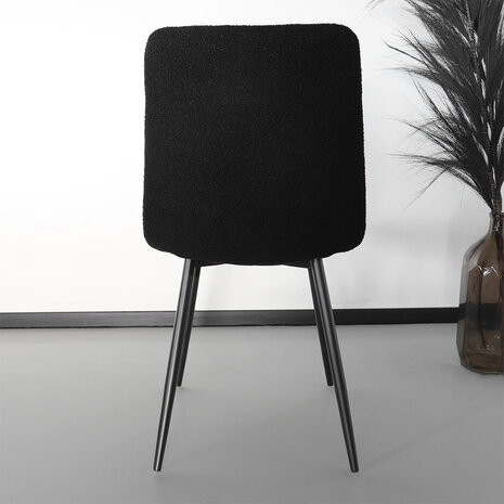 Lizzely Garden & Living Chaise de salle à manger teddy Catoo bouclé noir