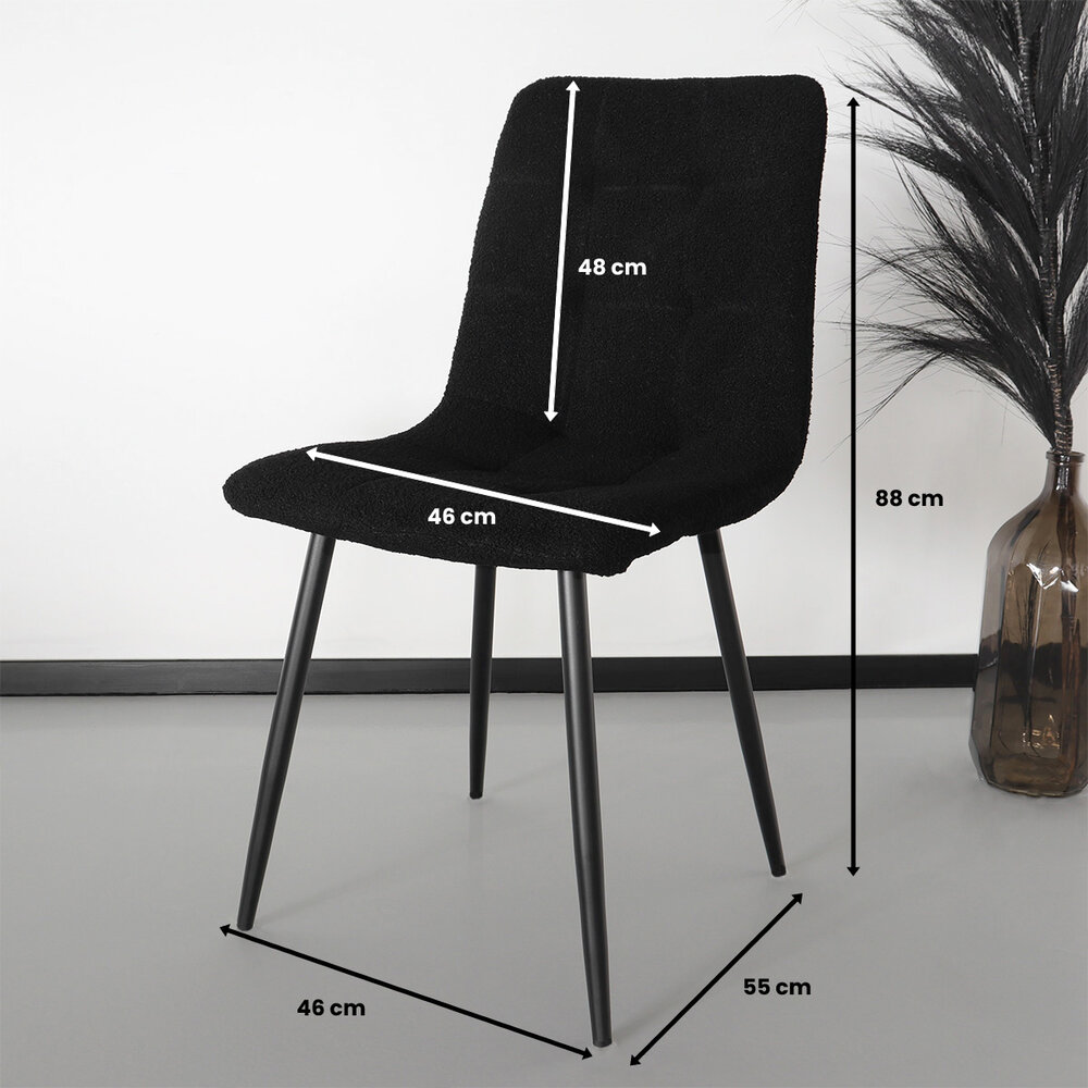 Chaise de salle à manger teddy Catoo bouclé noir