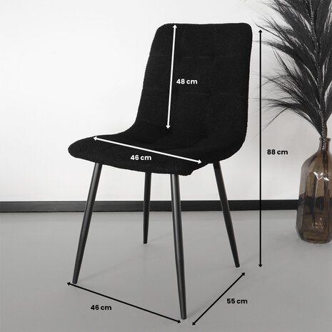 Lizzely Garden & Living Chaise de salle à manger teddy Catoo bouclé noir