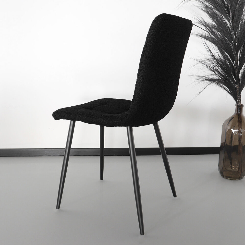 Chaise de salle à manger teddy Catoo bouclé noir