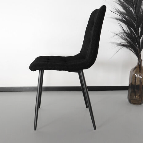 Lizzely Garden & Living Chaise de salle à manger teddy Catoo bouclé noir