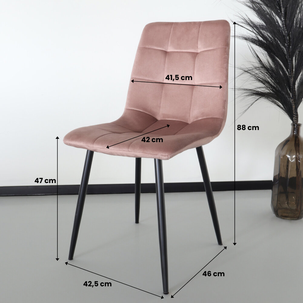 Chaise de salle à manger Catoo velours rose