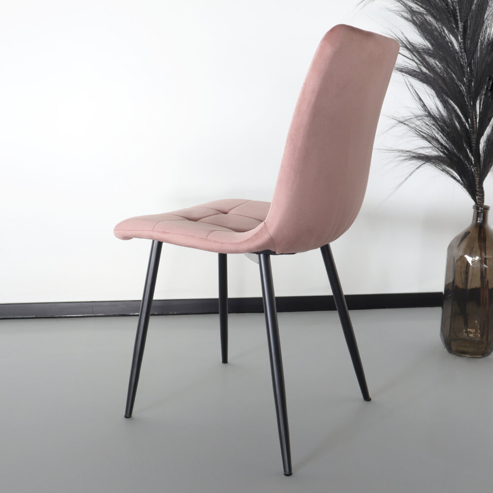 Chaise de salle à manger Catoo velours rose