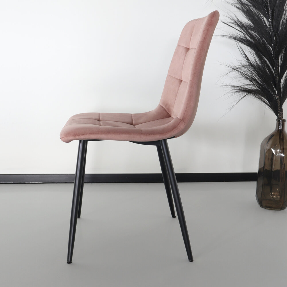 Chaise de salle à manger Catoo velours rose