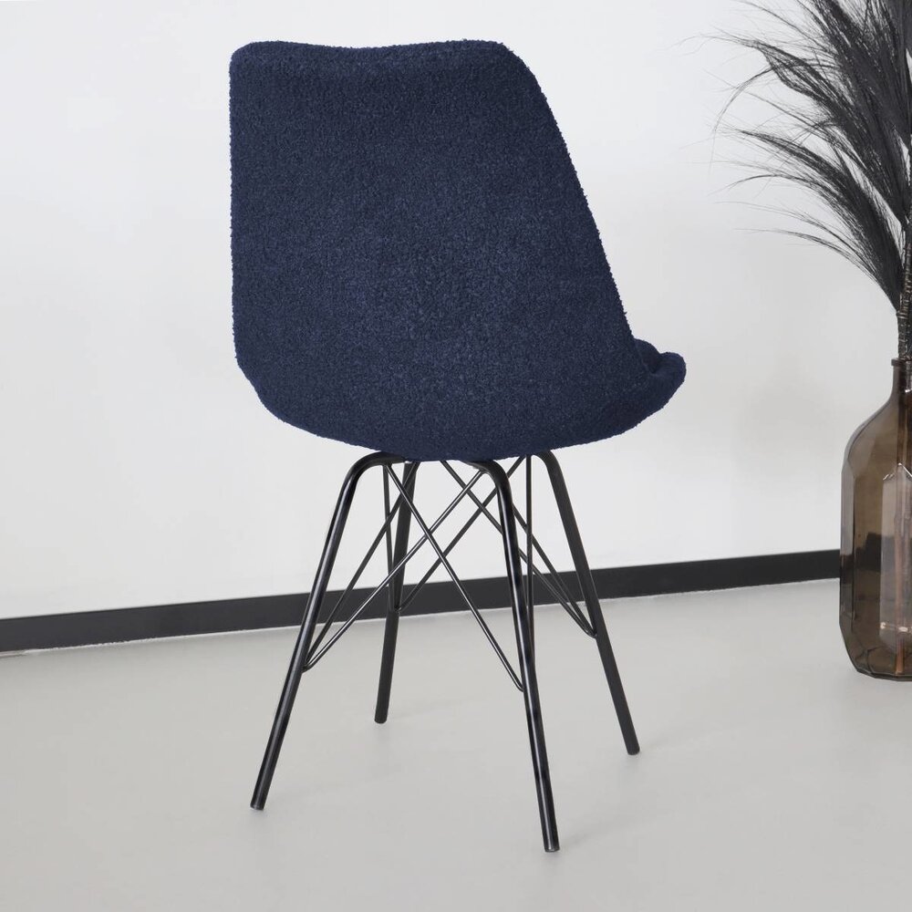 Chaise de salle à manger Viga bleu foncé teddy