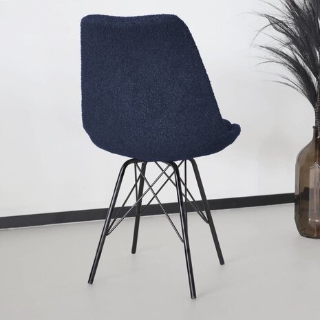 Lizzely Garden & Living Chaise de salle à manger Viga bleu foncé teddy