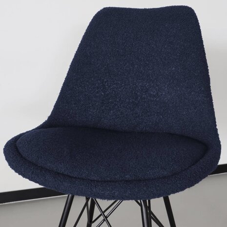 Lizzely Garden & Living Chaise de salle à manger Viga bleu foncé teddy