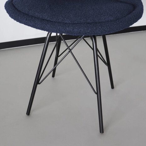 Lizzely Garden & Living Chaise de salle à manger Viga bleu foncé teddy