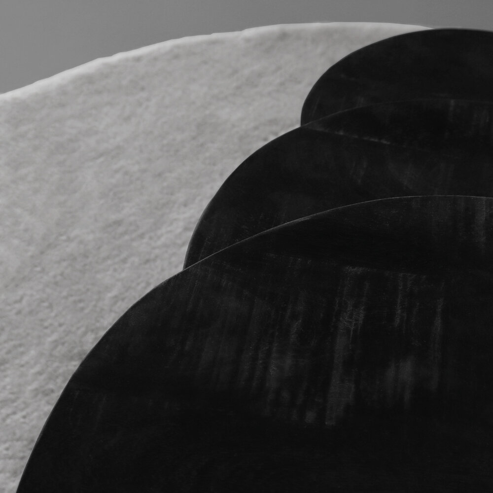 Table basse Jaell en 3 parties en bois de manguier noir style industriel table d'appoint