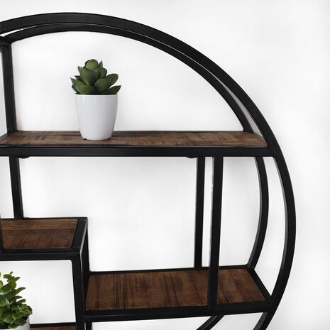 Lizzely Garden & Living Etagère murale Maxime industriel 76cm en bois de manguier et métal décoration murale