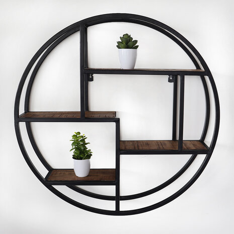 Lizzely Garden & Living Etagère murale Maxime industriel 76cm en bois de manguier et métal décoration murale