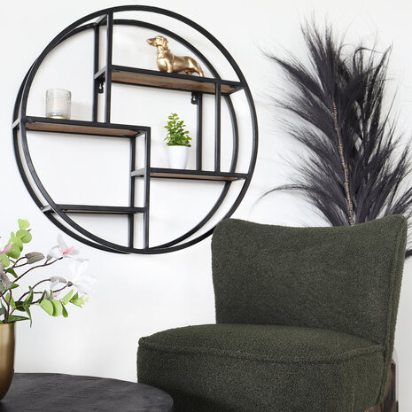 Lizzely Garden & Living Etagère murale Maxime industriel 76cm en bois de manguier et métal décoration murale