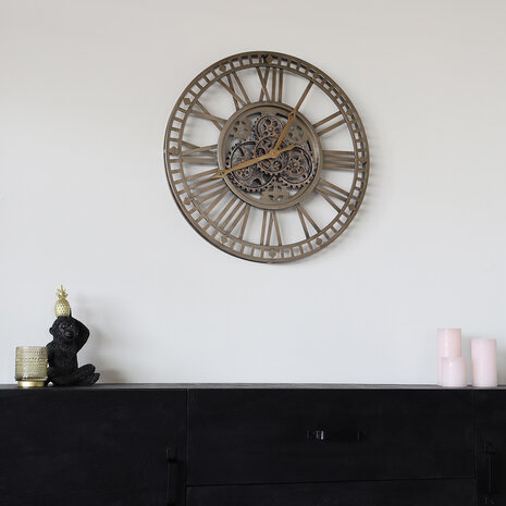 Lizzely Garden & Living Horloge murale Gill industrielle dorée à chiffres romains Lizzely Garden & Living Horloge murale Gill industrielle dorée à chiffres romains