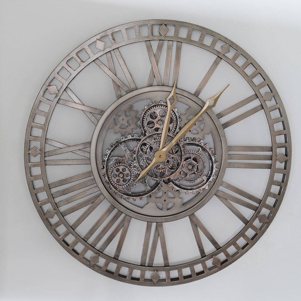 Horloge murale Gill industrielle dorée à chiffres romains Horloge murale Gill industrielle dorée à chiffres romains