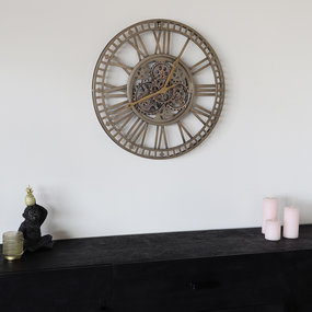 Lizzely Garden & Living Horloge murale Gill industrielle dorée à chiffres romains