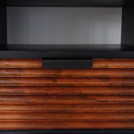 Lizzely Garden & Living Table de chevet style industriel durable en bois de manguier Avelyn noir/marron