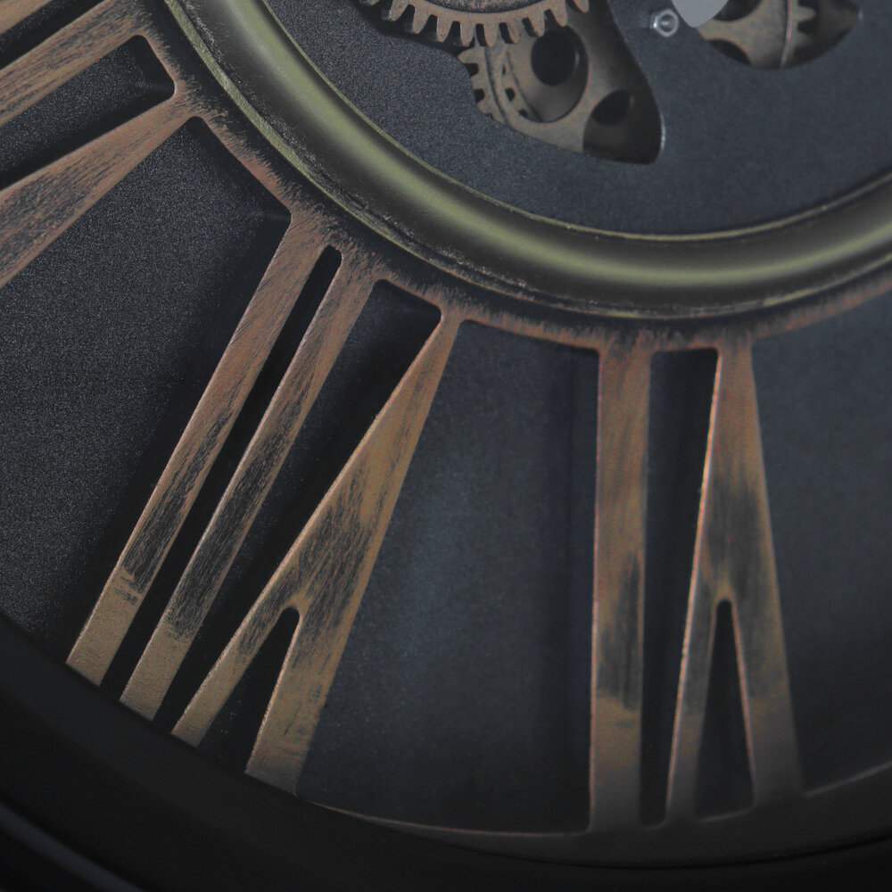 Horloge murale industrielle Lois noir avec chiffres romains décoration murale