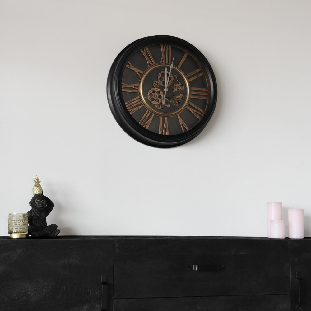 Horloge murale industrielle Lois noir avec chiffres romains décoration murale