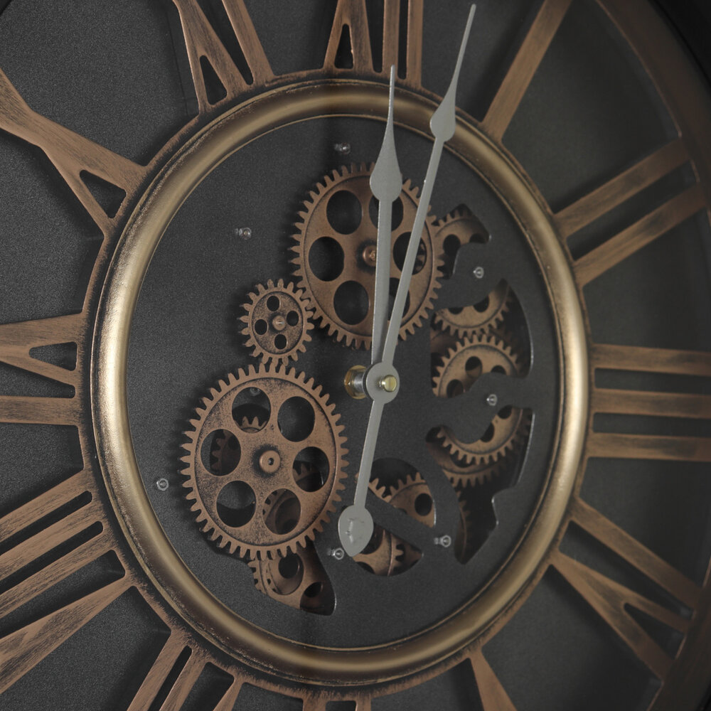 Horloge murale industrielle Lois noir avec chiffres romains décoration murale