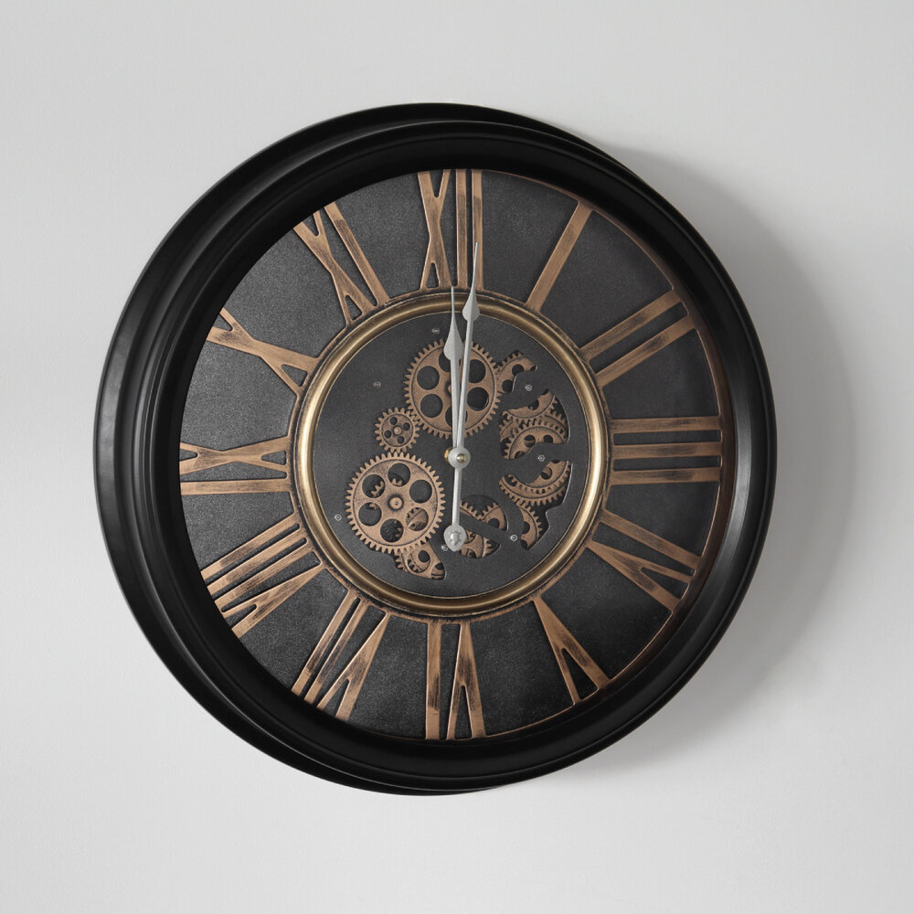 Horloge murale industrielle Lois noir avec chiffres romains décoration murale