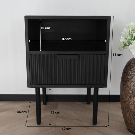 Lizzely Garden & Living Table de chevet industrielle en bois de manguier Avelyn noir durable