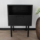 Lizzely Garden & Living Table de chevet industrielle en bois de manguier Avelyn noir durable