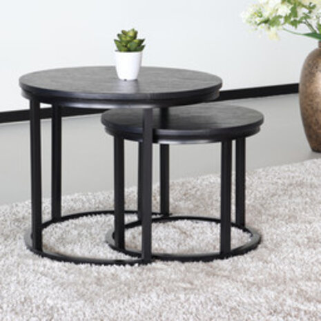 Lizzely Garden & Living Table basse en 2 parties Rutger style industriel table d'appoint