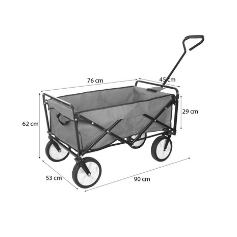 Lizzely Garden & Living Chariot pliable Gris remorque de jardin
