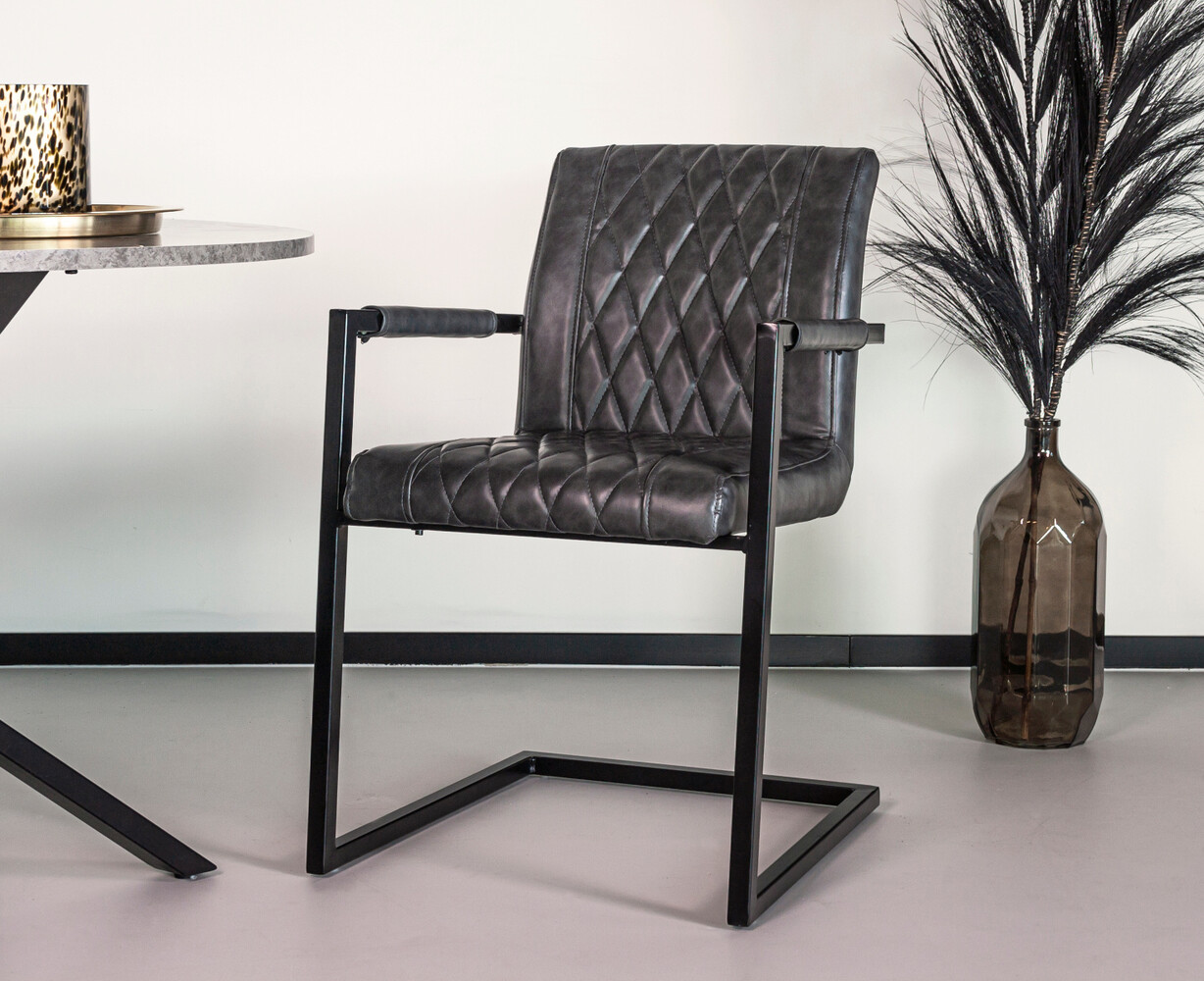 Chaise de salle à manger Joey Kuge Design anthracite avec accoudoirs