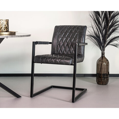 Lizzely Garden & Living Chaise de salle à manger Joey Kuge Design anthracite avec accoudoirs